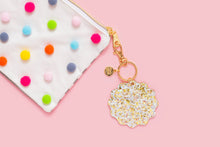 Load image into Gallery viewer, Keychain - Waves - Pearl + Gold Confetti