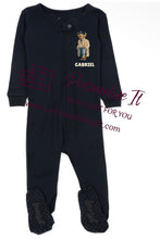 Load image into Gallery viewer, Baby Boy Navy Blue Bear Chanukah Pajamas
