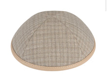 Load image into Gallery viewer, iKippah Plaid with Taupe Leather Rim