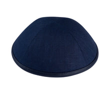 Load image into Gallery viewer, iKippah Navy Linen with Leather Rim
