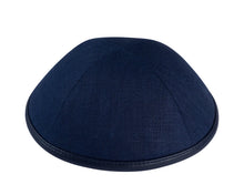 Load image into Gallery viewer, iKippah Navy Linen with Leather Rim