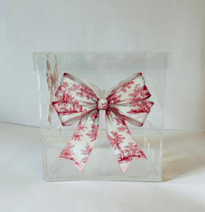 Pink Toile Bow Box