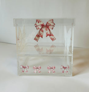 Pink Toile Bow Box