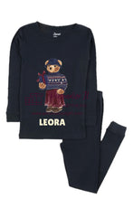 Load image into Gallery viewer, Girl Chanukah Fair Isle Bear Pajamas

