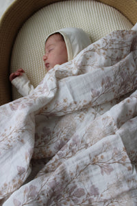 Delicate Neutral Branches Muslin Blanket