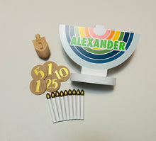 Load image into Gallery viewer, Wood Toy Menorah and Dreidel
