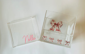 Pink Toile Bow Box