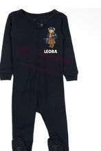 Load image into Gallery viewer, Baby Girl Navy Blue Bear Chanukah Pajamas
