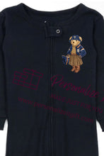 Load image into Gallery viewer, Baby Girl Navy Blue Bear Chanukah Pajamas
