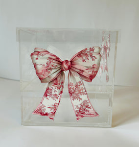 Pink Toile Bow Box