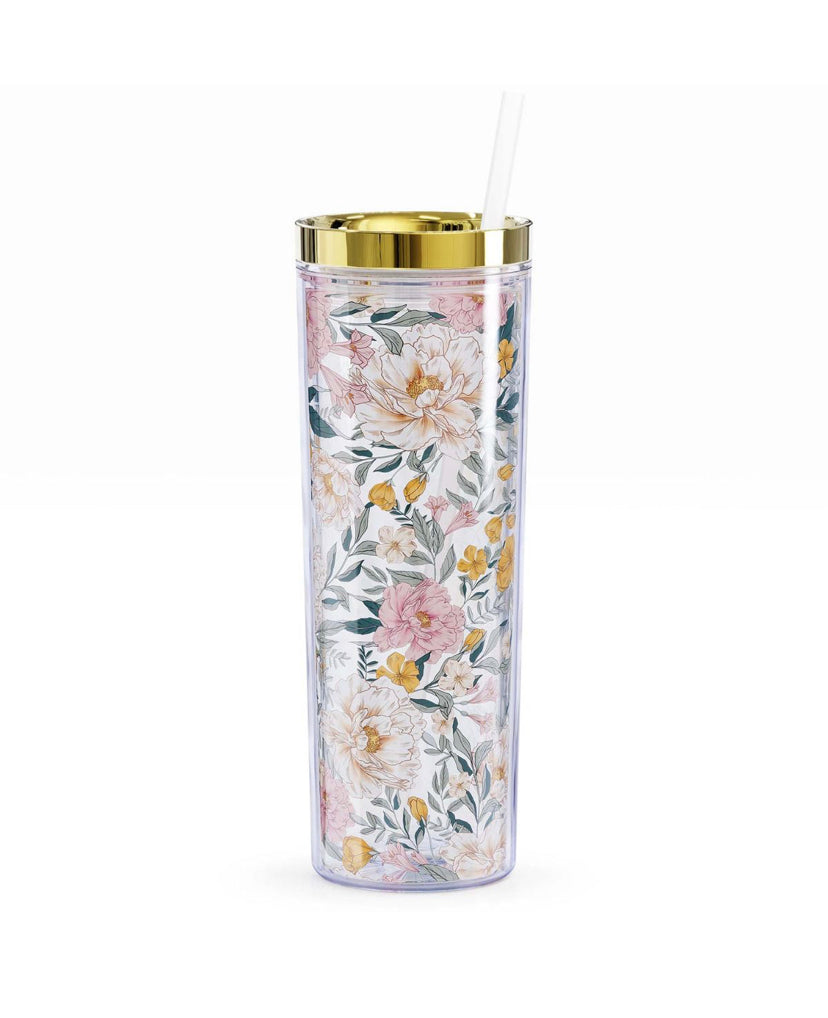 18 oz Acrylic Skinny Tumbler - Clear With Rose Gold, Clear With Gold