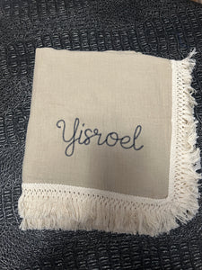 Fringe Swaddle Blanket with Embroidered Name