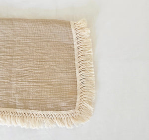 Fringe Swaddle Blanket with Embroidered Name