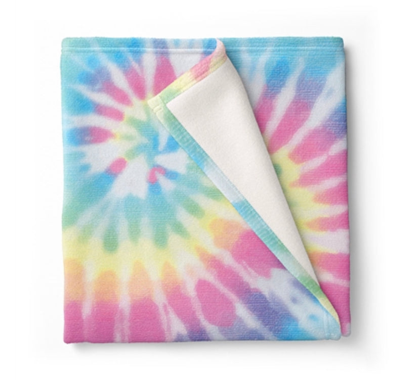 Tie Dye Pastel Fuzzy Blanket